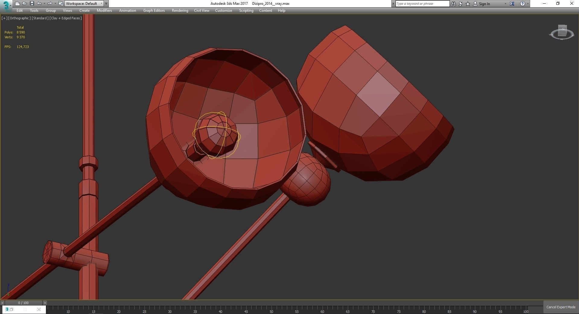 Chandelier low poly 3d model collection with shades and gold ... Low-poly 3D model_36