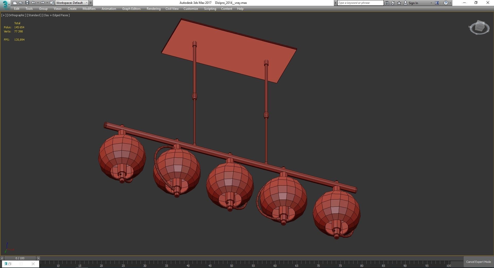 Chandelier low poly 3d model collection with shades and gold ... Low-poly 3D model_9