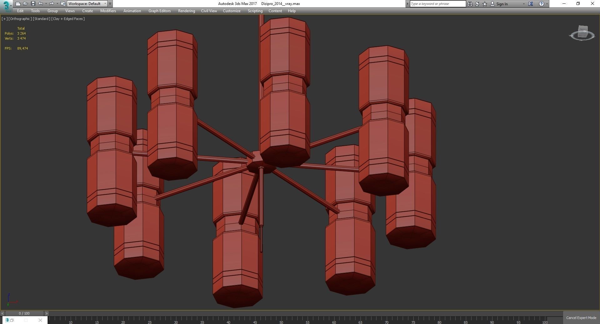 Chandelier low poly 3d model collection with shades and gold ... Low-poly 3D model_2