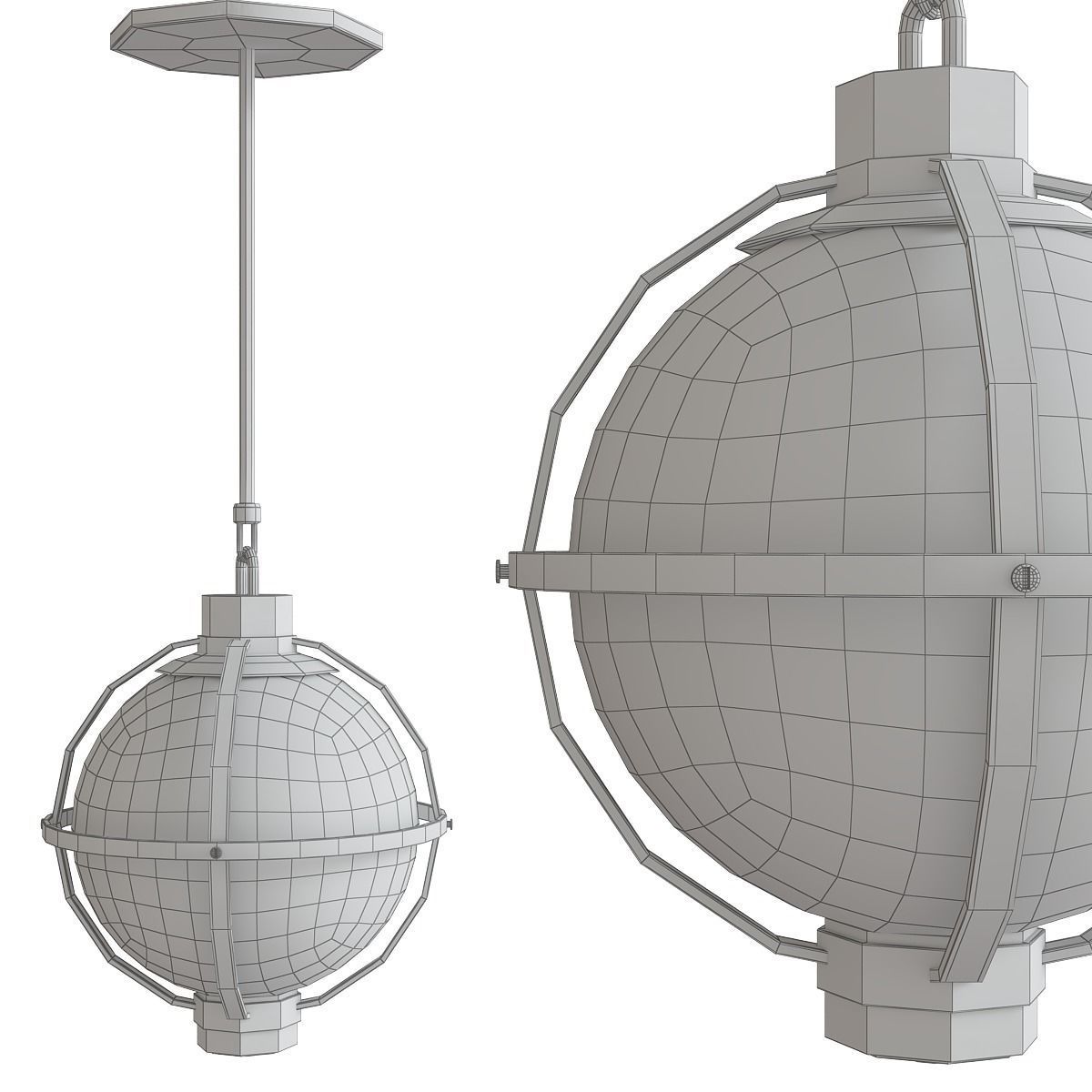 Chandelier low poly 3d model collection with shades and gold ... Low-poly 3D model_50