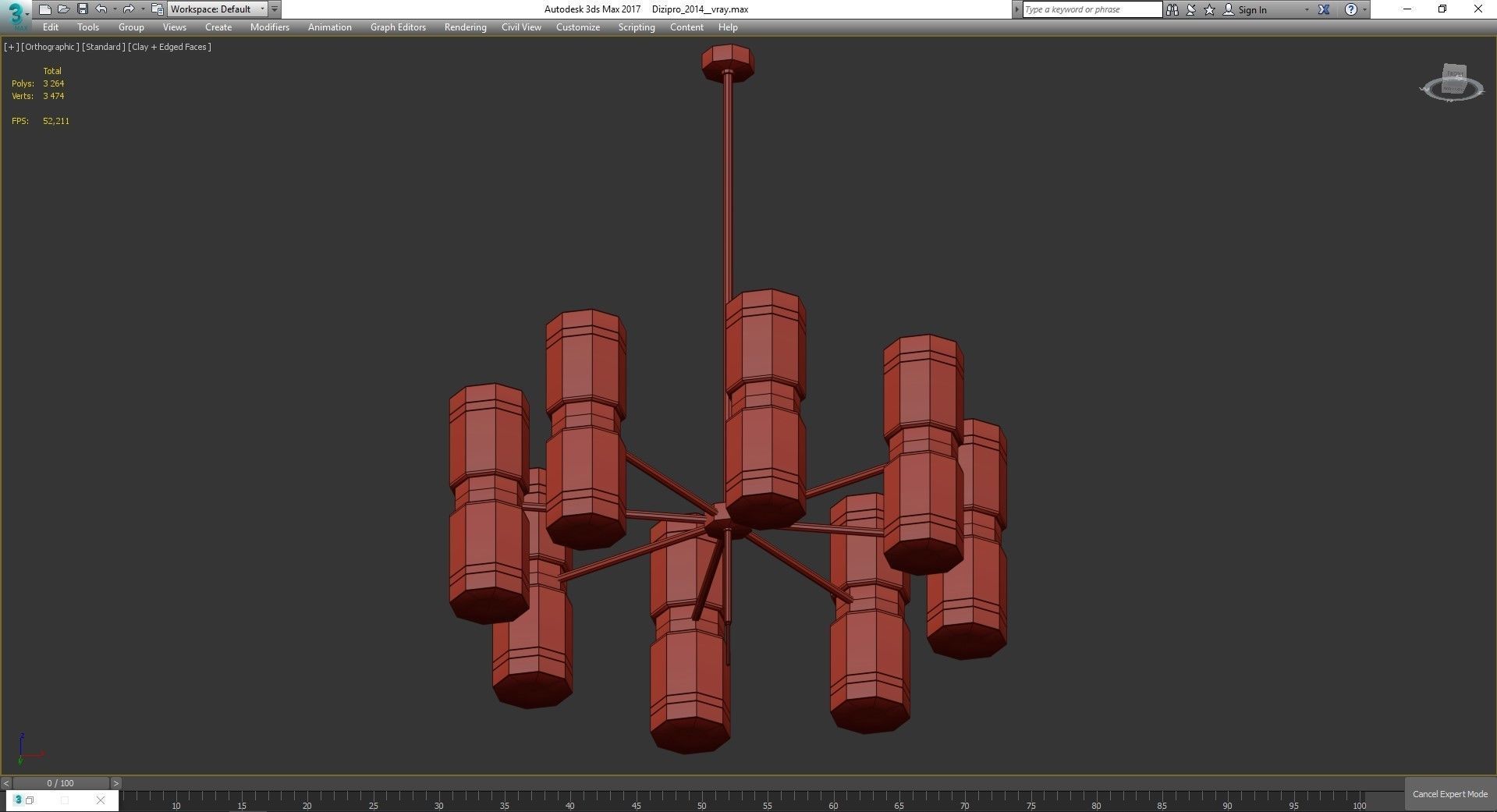 Chandelier low poly 3d model collection with shades and gold ... Low-poly 3D model_3