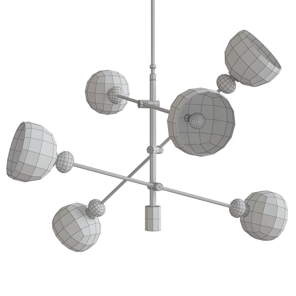 Chandelier low poly 3d model collection with shades and gold ... Low-poly 3D model_39