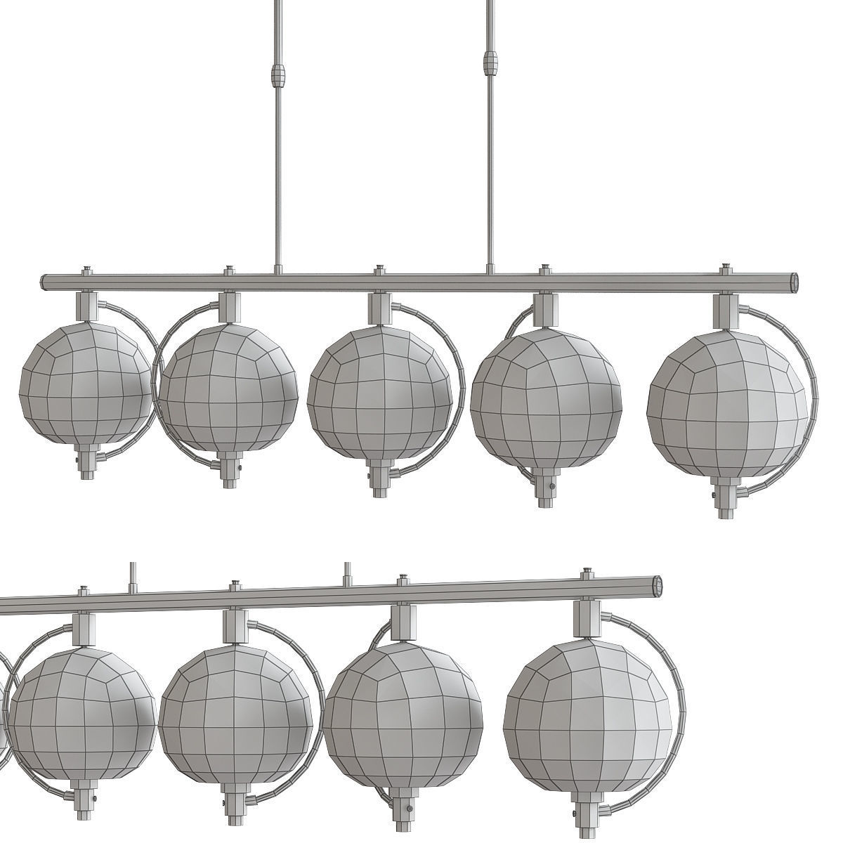 Chandelier low poly 3d model collection with shades and gold ... Low-poly 3D model_13