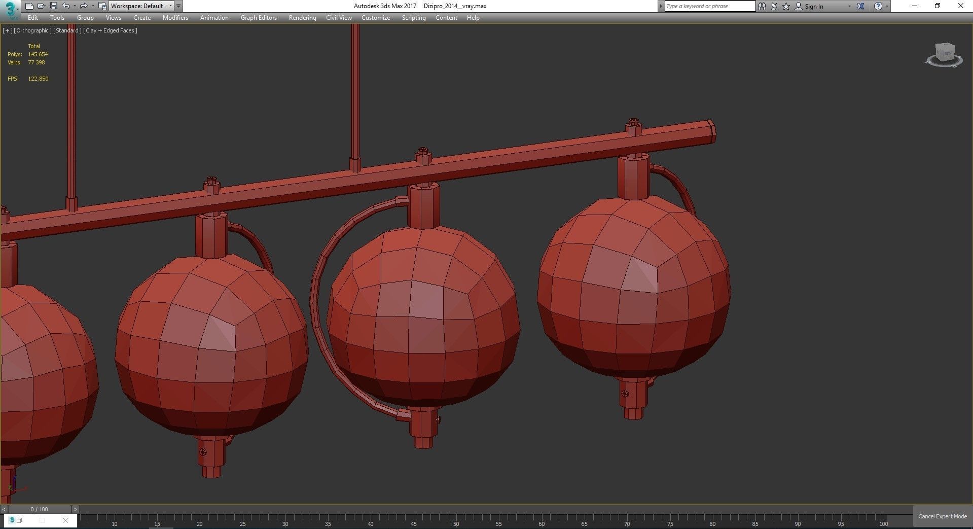 Chandelier low poly 3d model collection with shades and gold ... Low-poly 3D model_11
