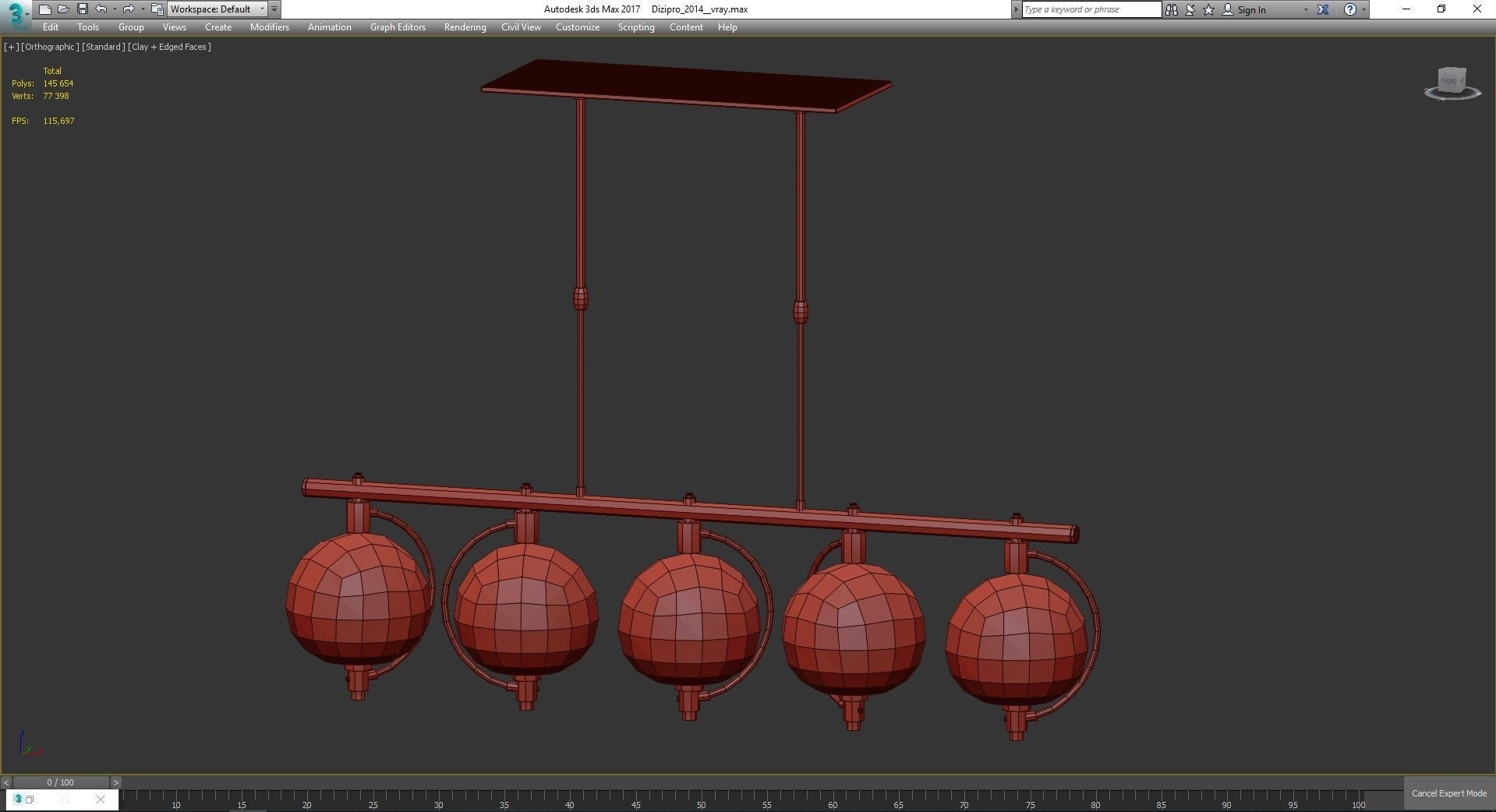 Chandelier low poly 3d model collection with shades and gold ... Low-poly 3D model_8