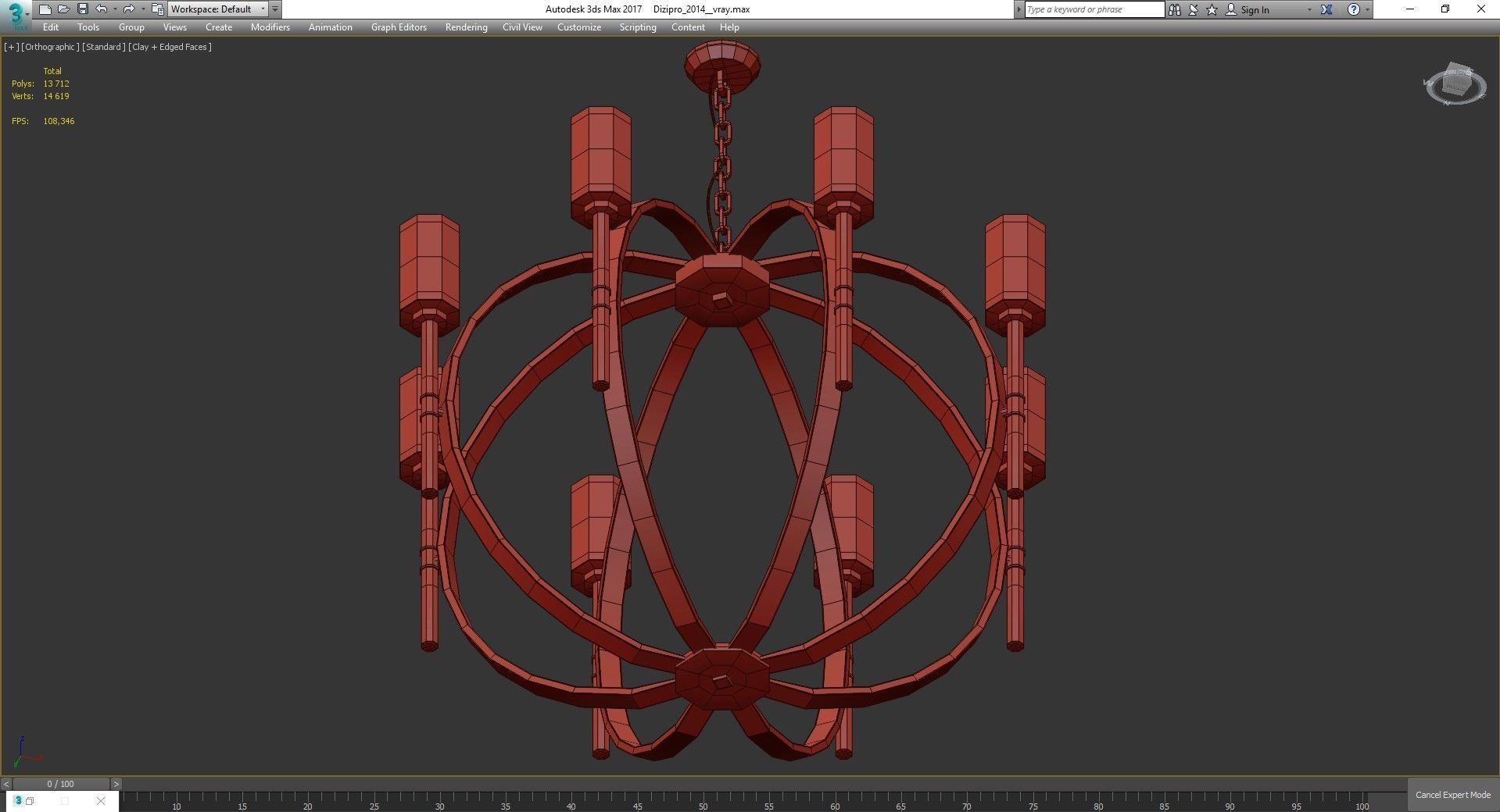 Chandelier low poly 3d model collection with shades and gold ... Low-poly 3D model_6
