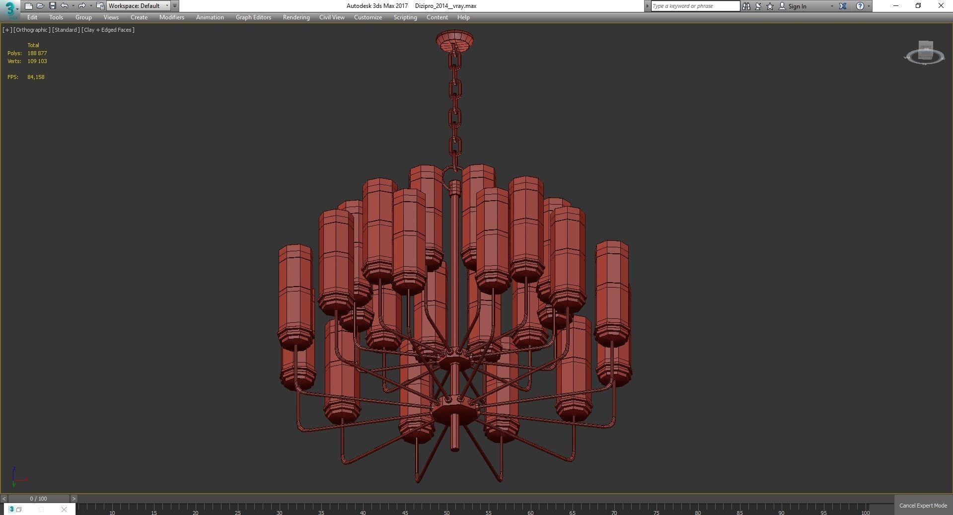 Chandelier low poly 3d model collection with shades and gold ... Low-poly 3D model_14