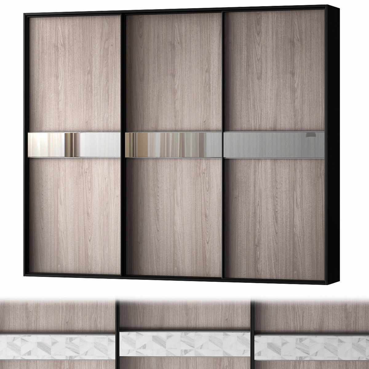 Wardrobe low poly 3d model collection ikea sliding doors Low-poly 3D model_15