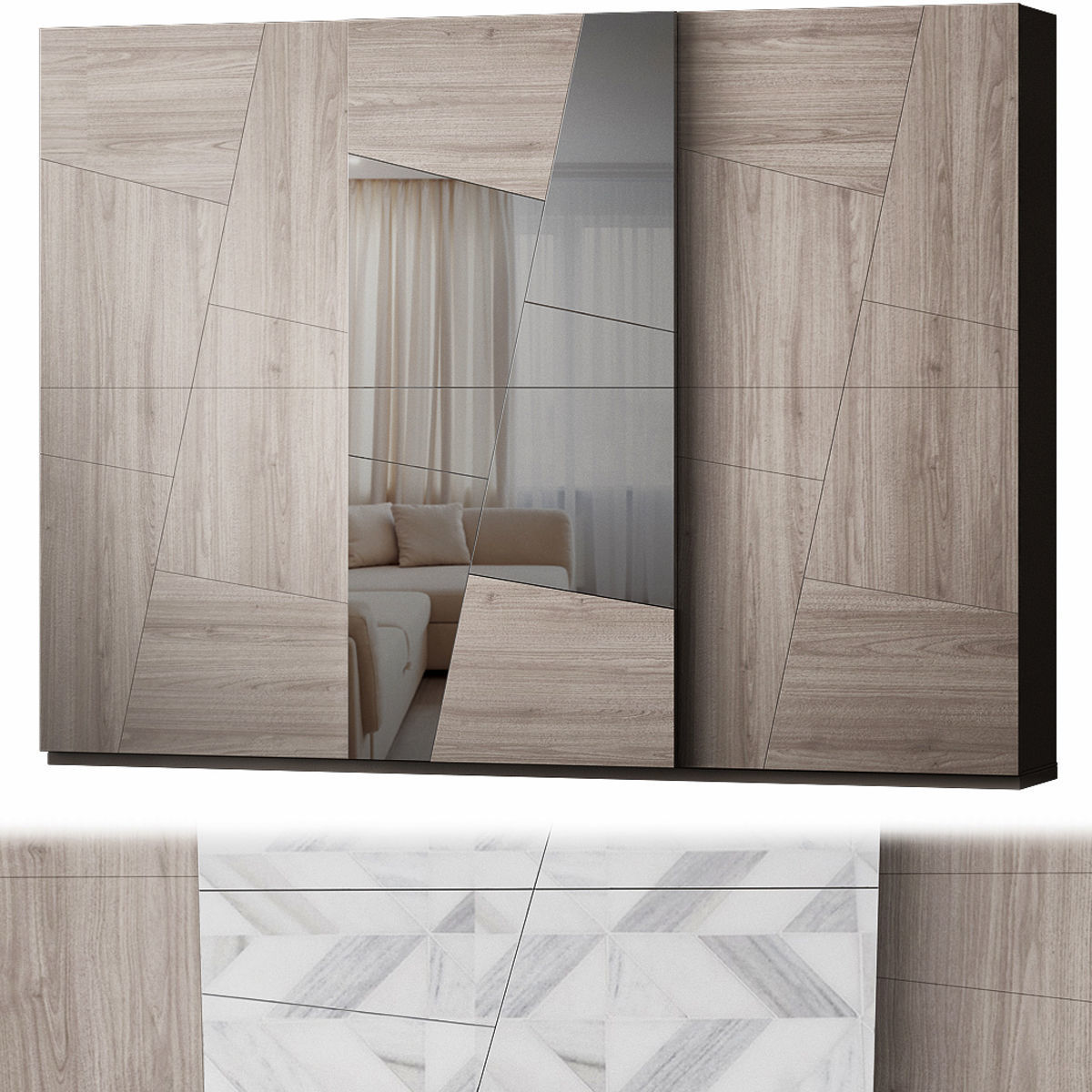 Wardrobe low poly 3d model collection ikea sliding doors Low-poly 3D model_5
