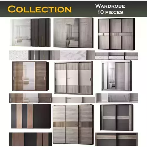 Wardrobe low poly 3d model collection ikea sliding doors