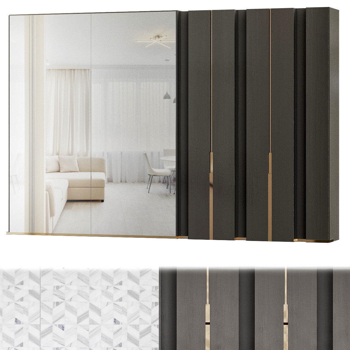 Wardrobe low poly 3d model collection ikea sliding doors Low-poly 3D model_13