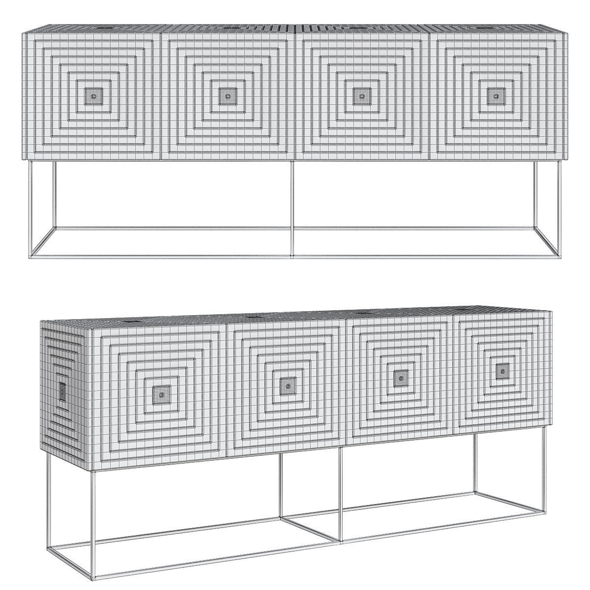 Cheast of Drawers low poly 3d model collection Low-poly 3D model_43