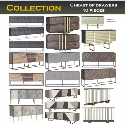 Cheast of Drawers low poly 3d model collection