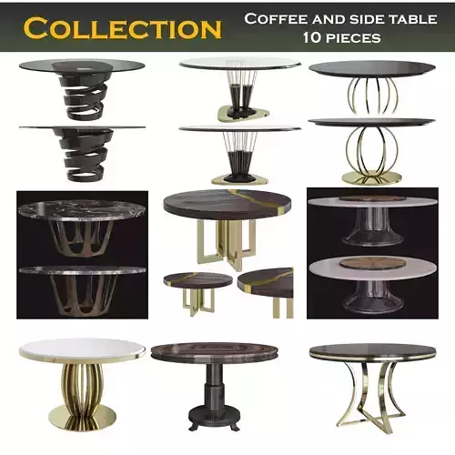 Coffee and Side table low poly 3d model collection