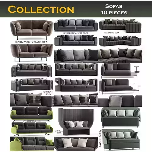 Sofas low poly 3d model collection sofa - lawson soa Low-poly 3D model