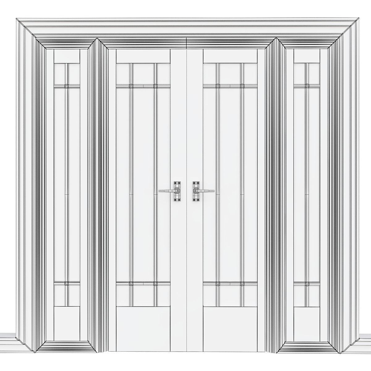 Doors low poly 3d model collection sliding door with glass pa... Low-poly 3D model_12