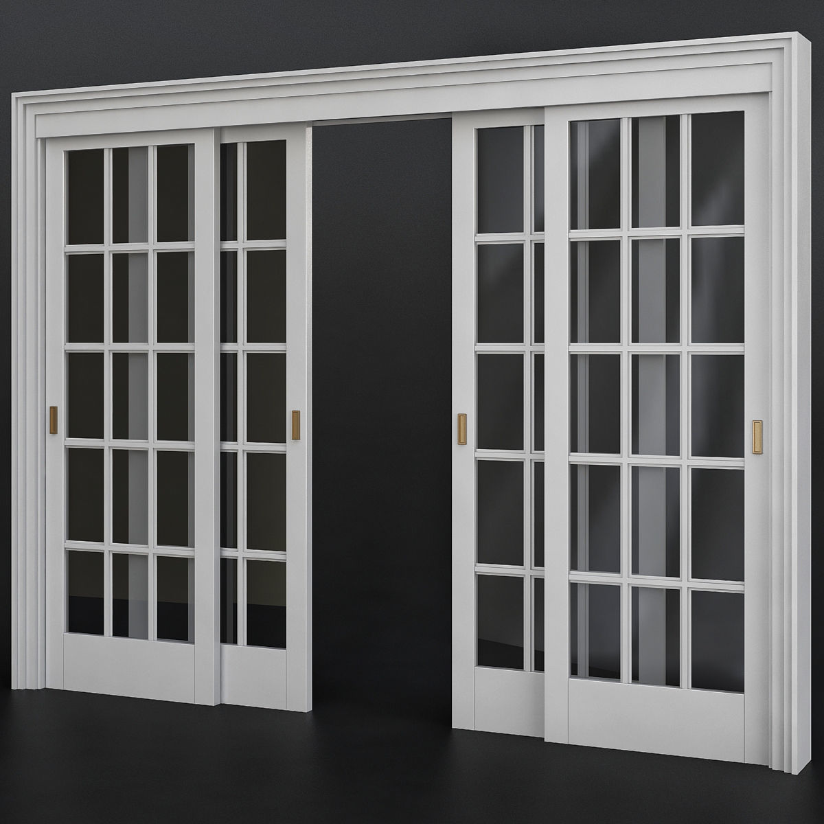 Doors low poly 3d model collection sliding door with glass pa... Low-poly 3D model_15