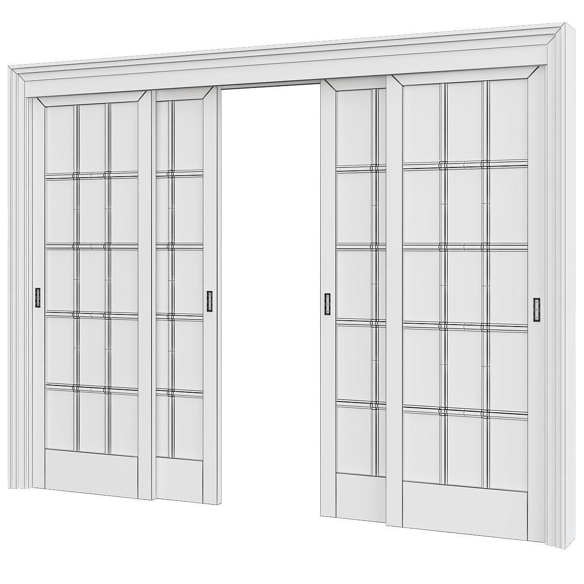 Doors low poly 3d model collection sliding door with glass pa... Low-poly 3D model_16