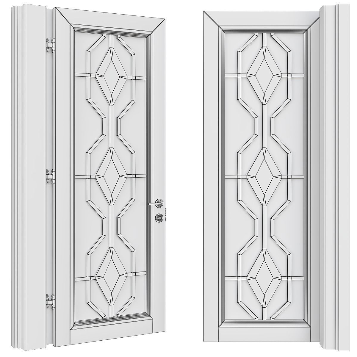 Doors low poly 3d model collection sliding door with glass pa... Low-poly 3D model_6