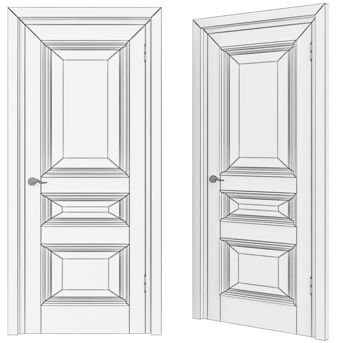 Doors low poly 3d model collection sliding door with glass pa... Low-poly 3D model_8