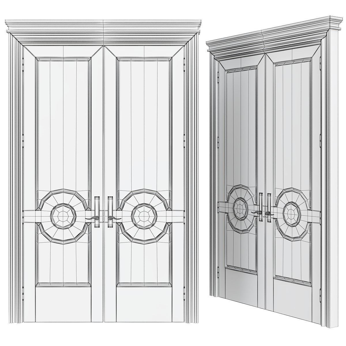 Doors low poly 3d model collection sliding door with glass pa... Low-poly 3D model_10