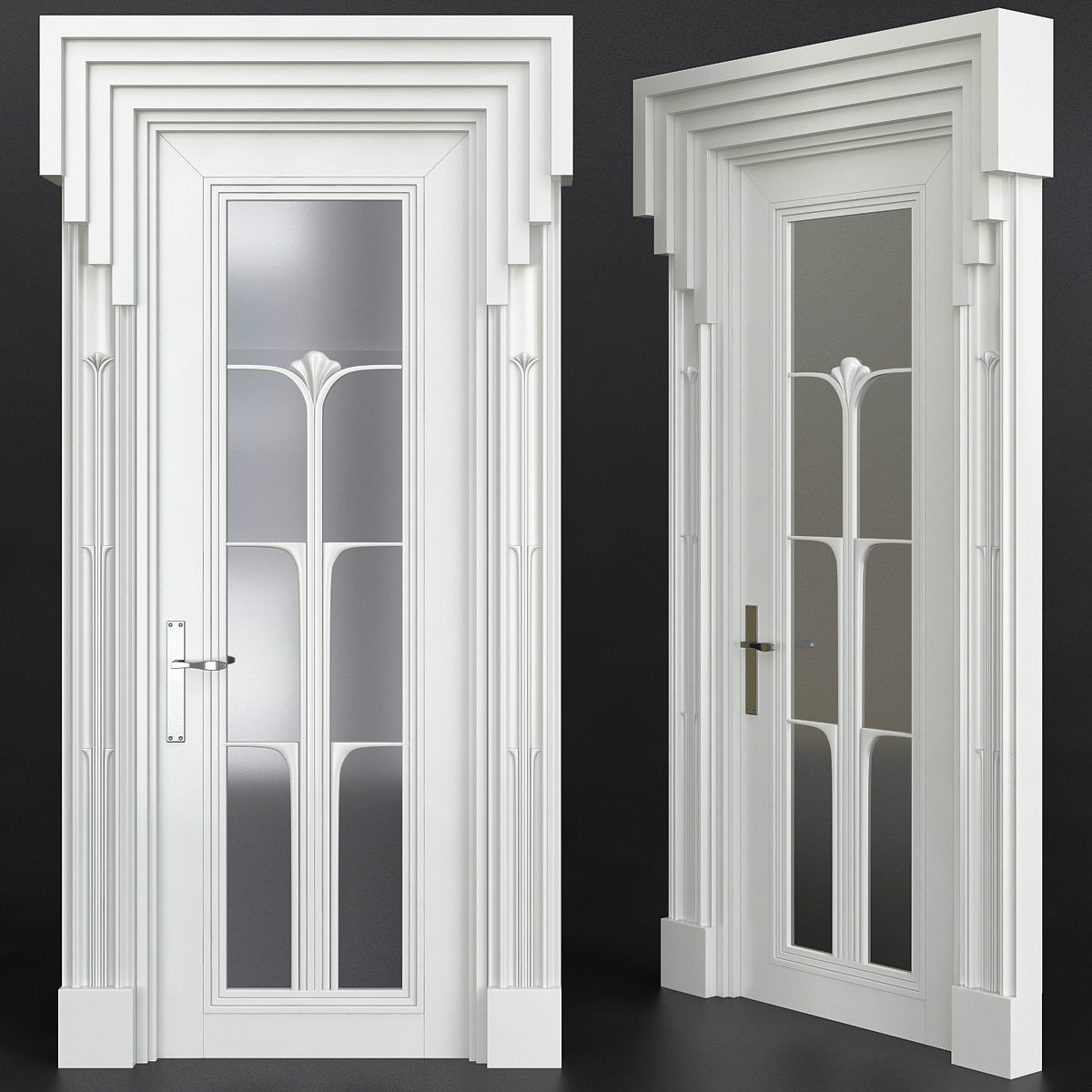 Doors low poly 3d model collection sliding door with glass pa... Low-poly 3D model_3