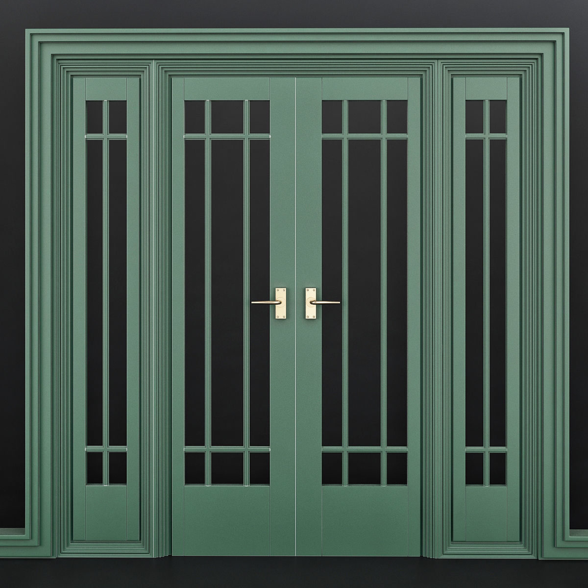 Doors low poly 3d model collection sliding door with glass pa... Low-poly 3D model_11