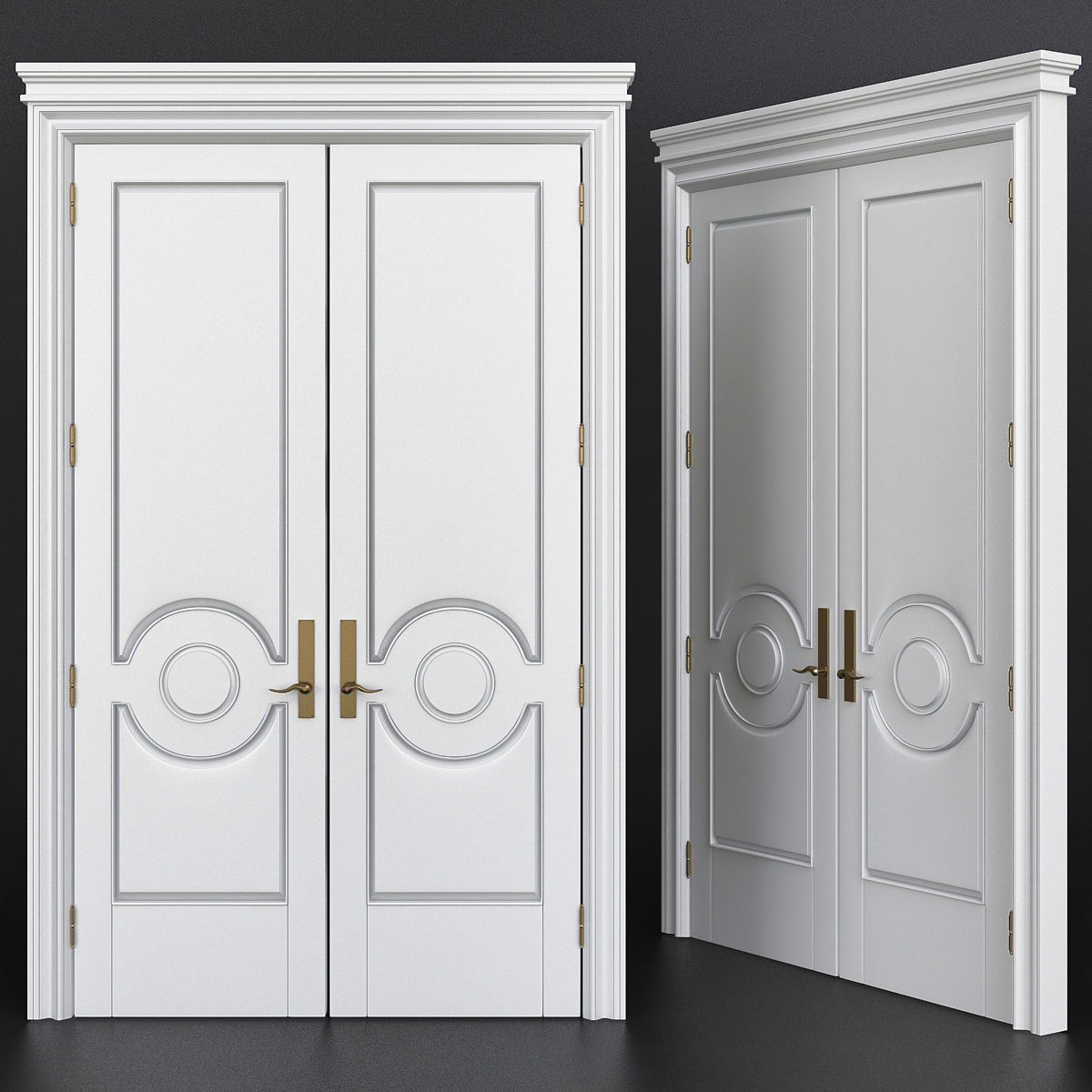 Doors low poly 3d model collection sliding door with glass pa... Low-poly 3D model_9