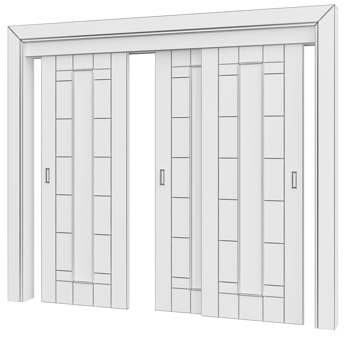 Doors low poly 3d model collection sliding door with glass pa... Low-poly 3D model_2