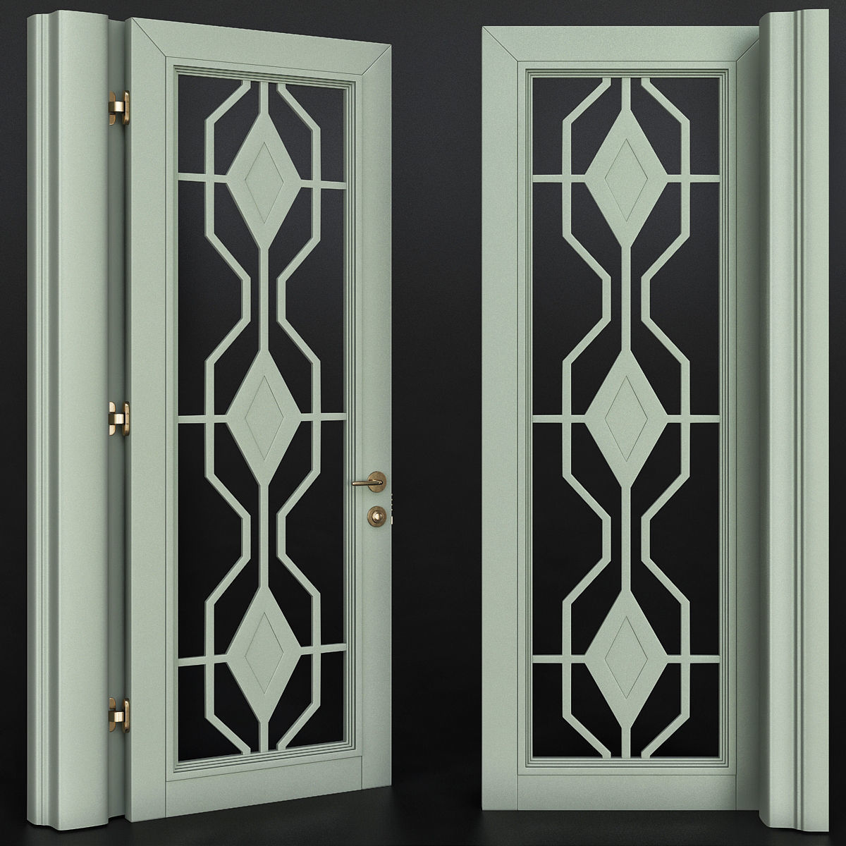 Doors low poly 3d model collection sliding door with glass pa... Low-poly 3D model_5