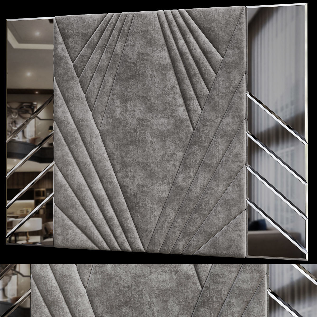 Headboards low poly 3d model collection velvet headboard with... Low-poly 3D model_10