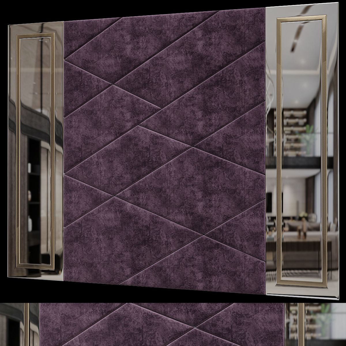 Headboards low poly 3d model collection velvet headboard with... Low-poly 3D model_8