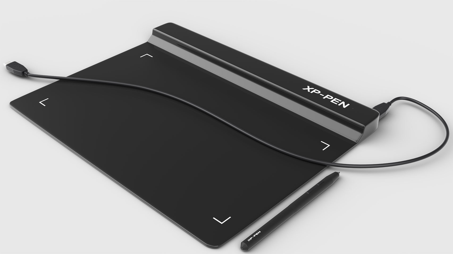Graphics Tablet with Pen and wire model Low-poly 3D model_2