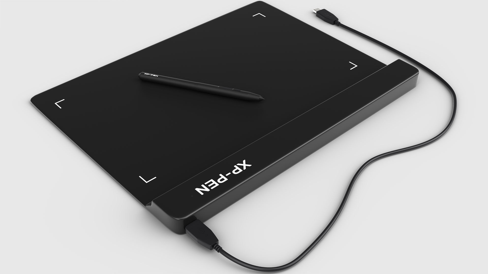 Graphics Tablet with Pen and wire model Low-poly 3D model_4
