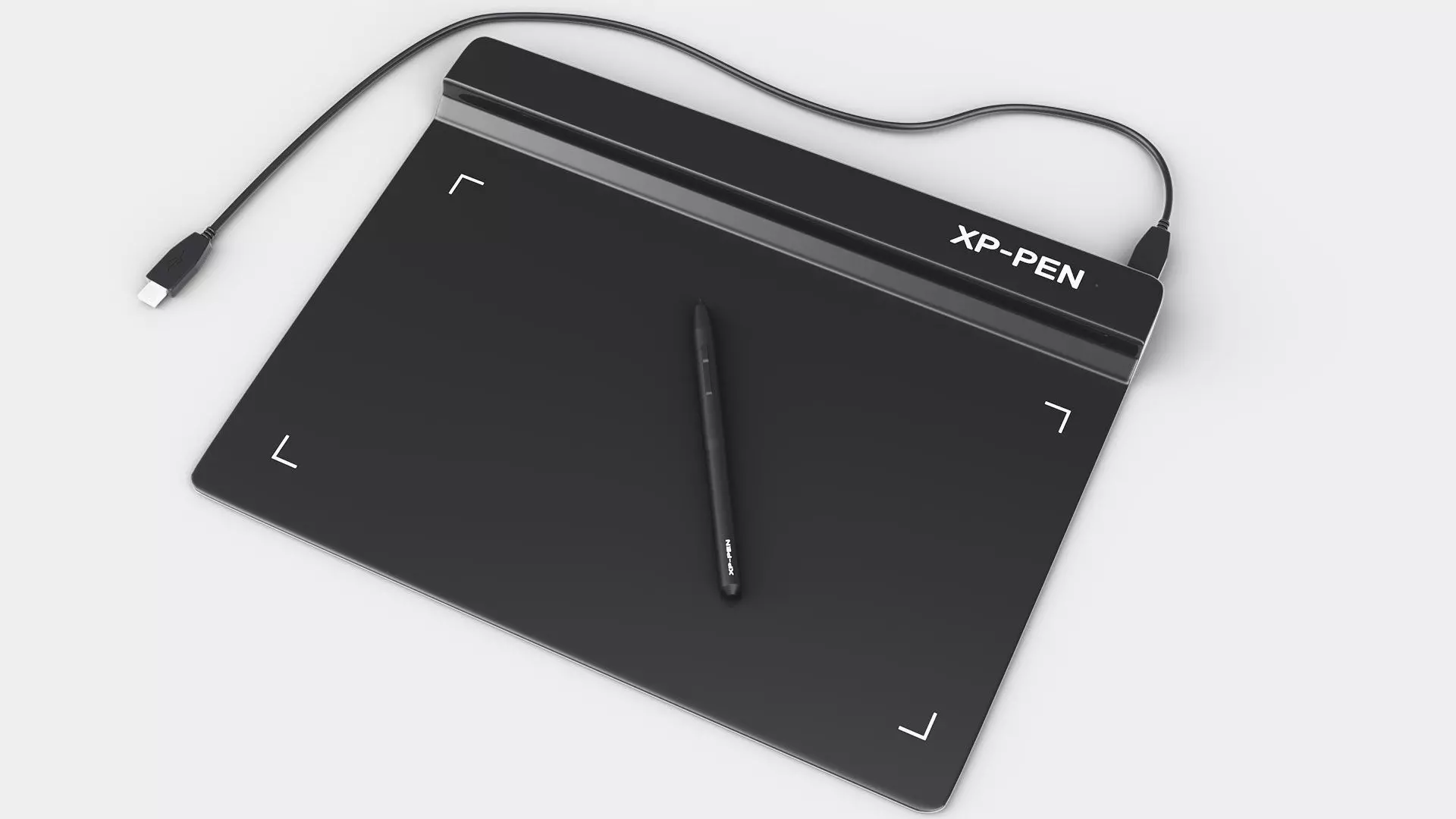 Graphics Tablet with Pen and wire model Low-poly 3D model_0