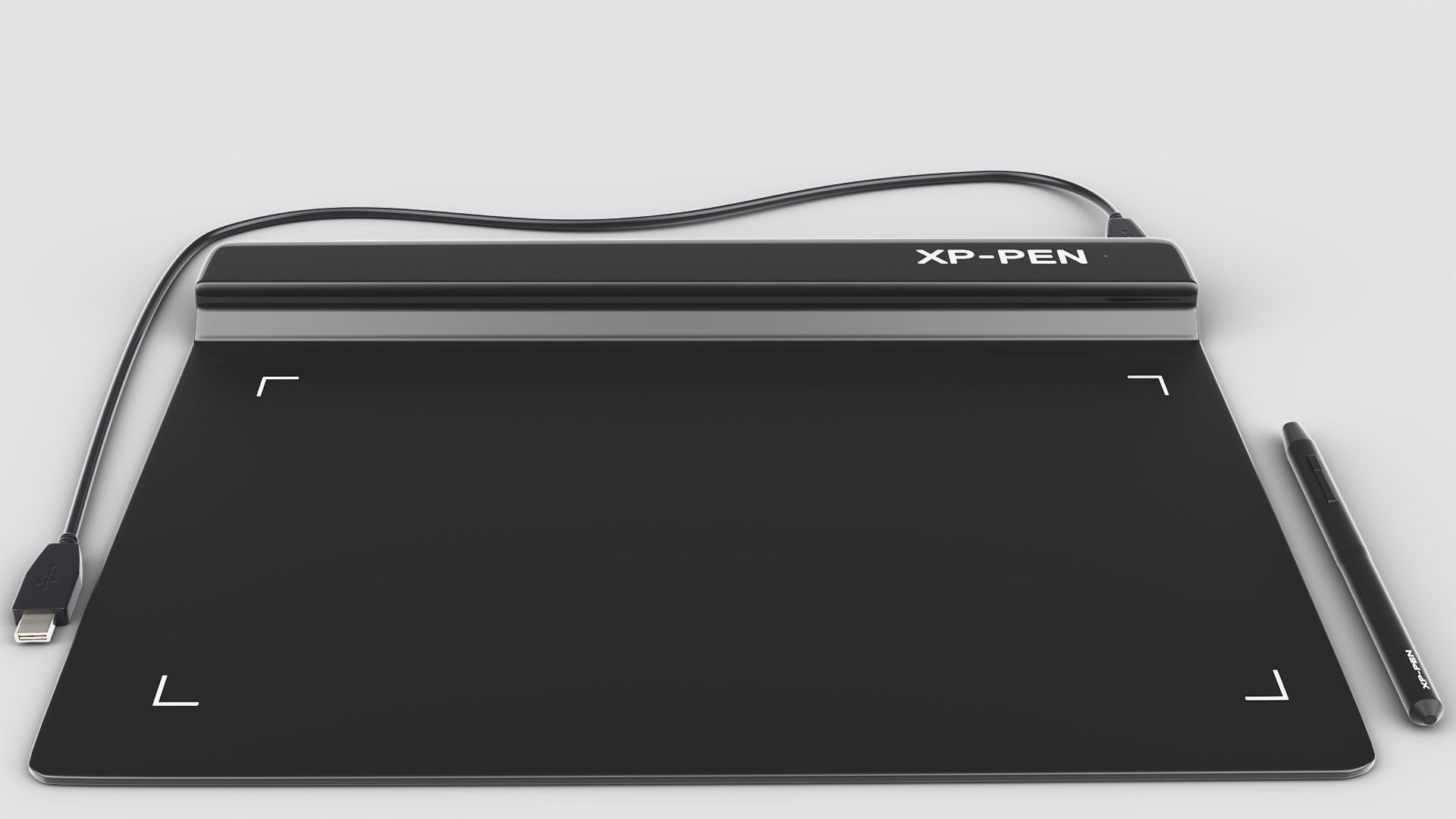 Graphics Tablet with Pen and wire model Low-poly 3D model_3