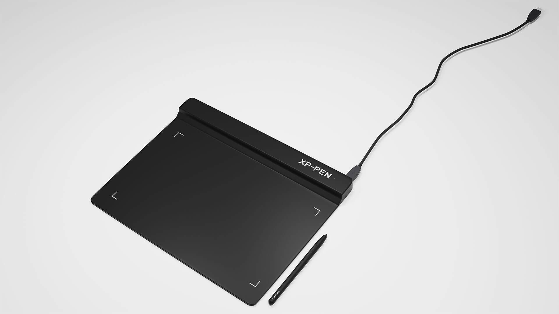Graphics Tablet with Pen and wire model Low-poly 3D model_8