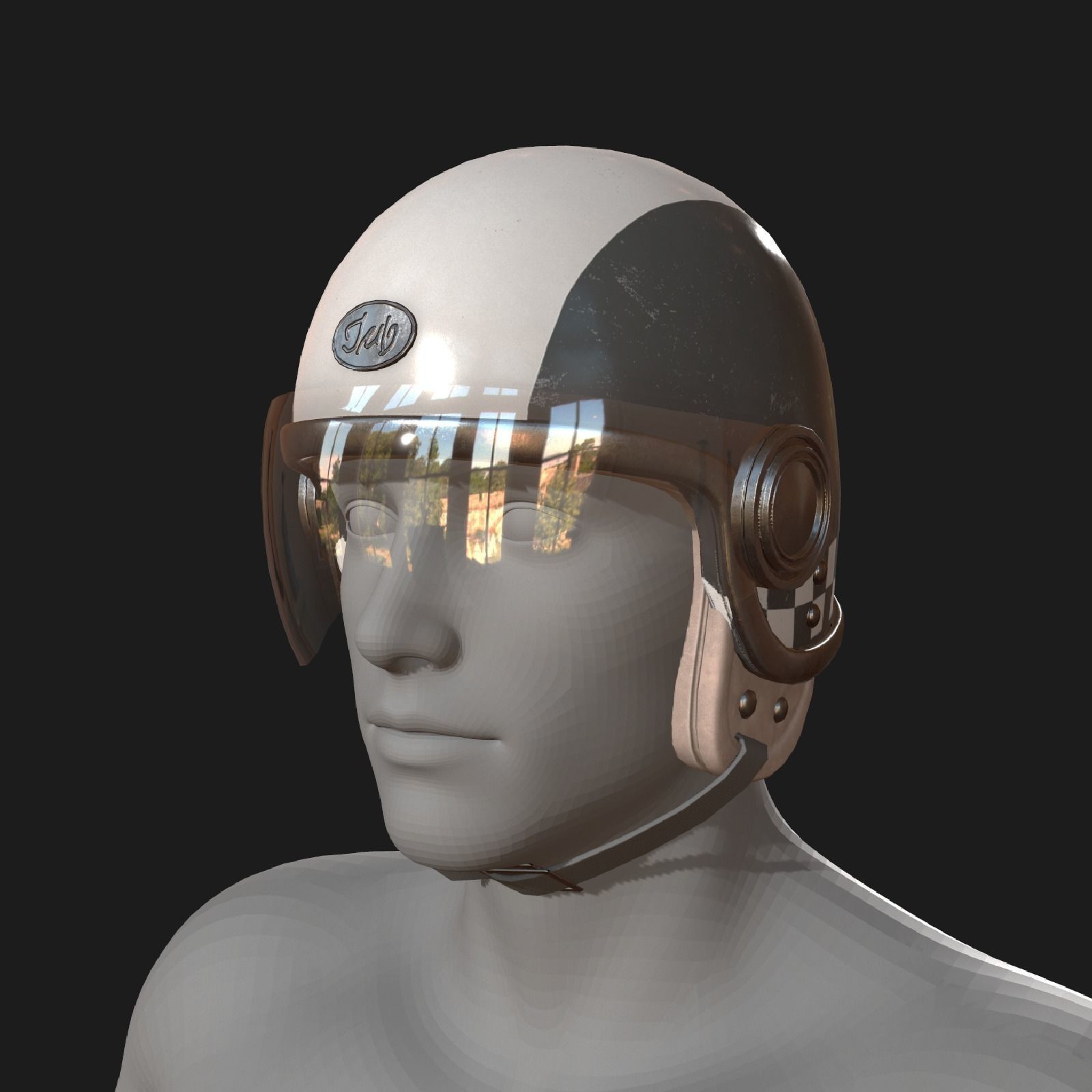 Helmet racer sport Color scifi  Low-poly 3D model_7