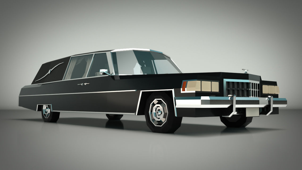 Low Poly Hearse Car Low-poly 3D model_6