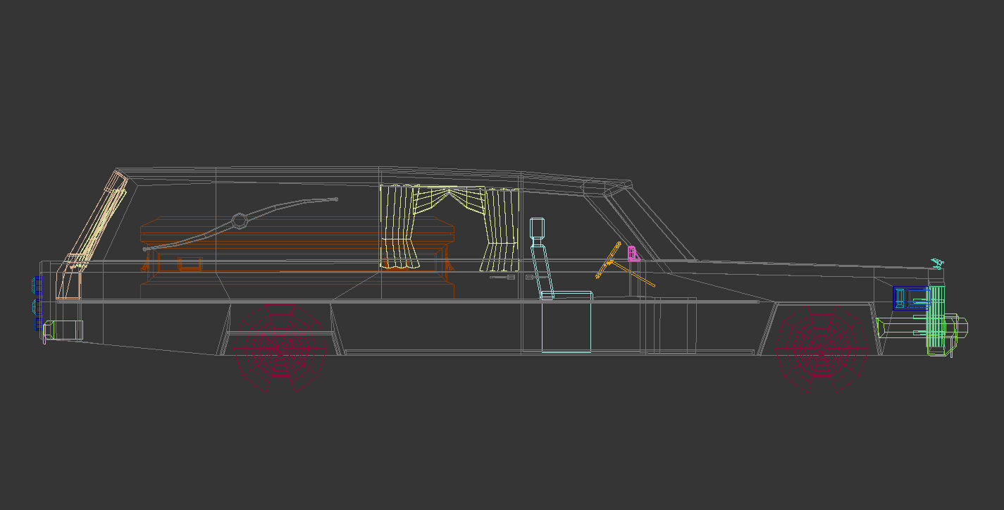 Low Poly Hearse Car Low-poly 3D model_16