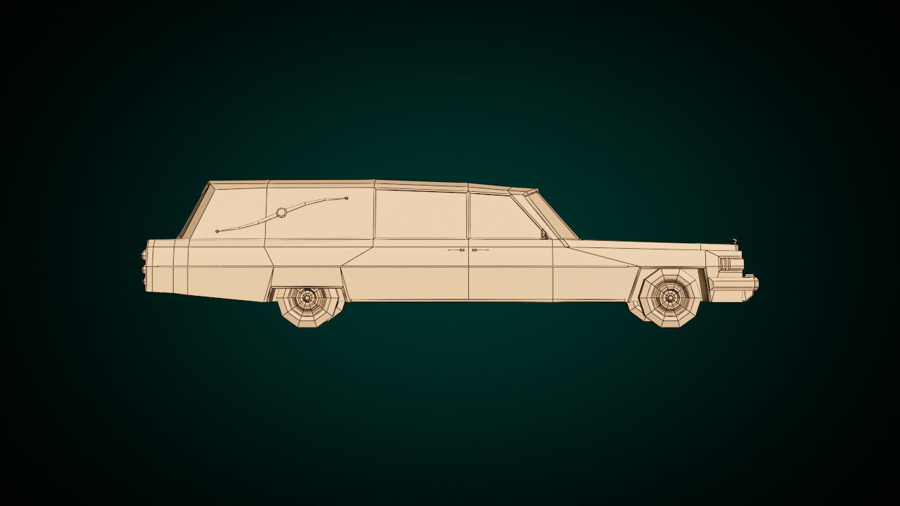 Low Poly Hearse Car Low-poly 3D model_11