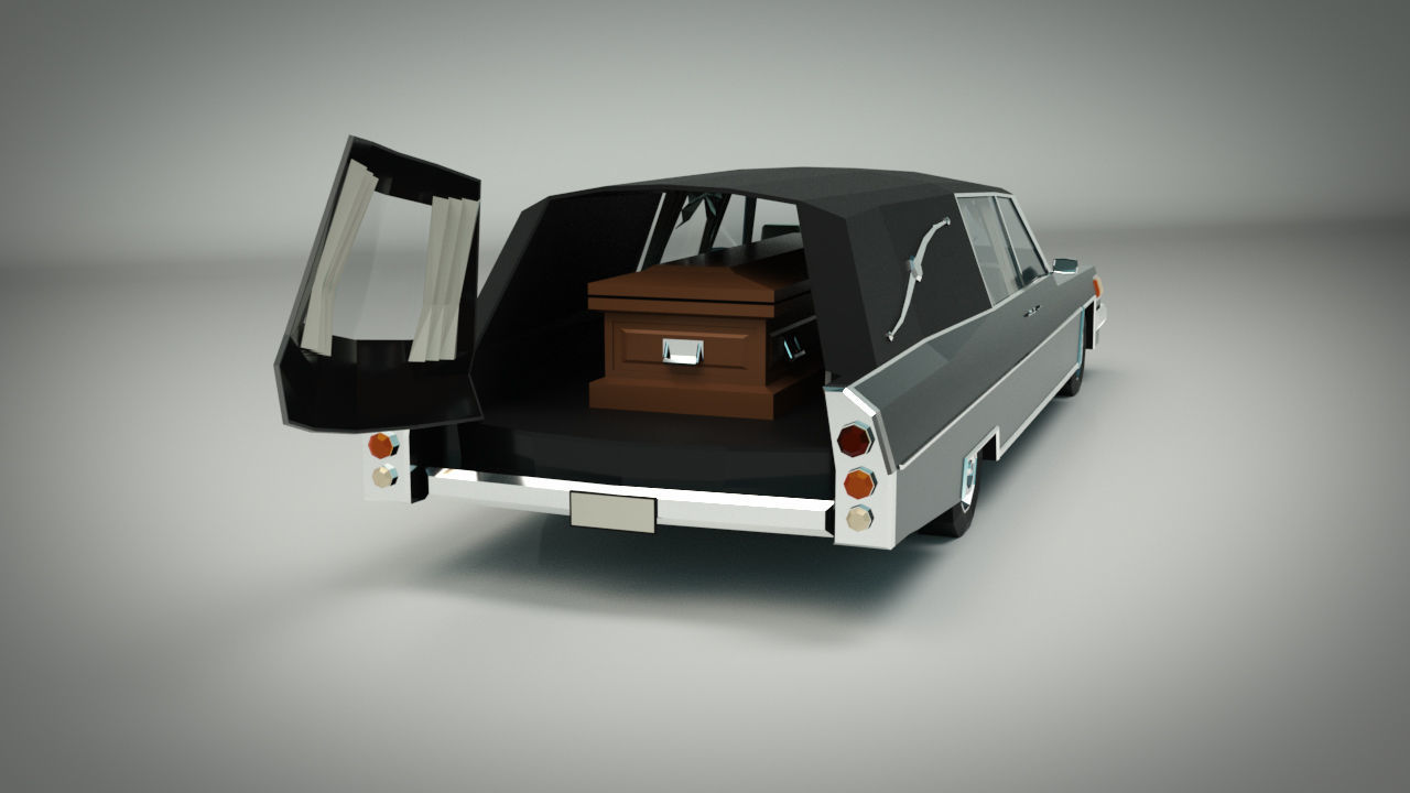 Low Poly Hearse Car Low-poly 3D model_8