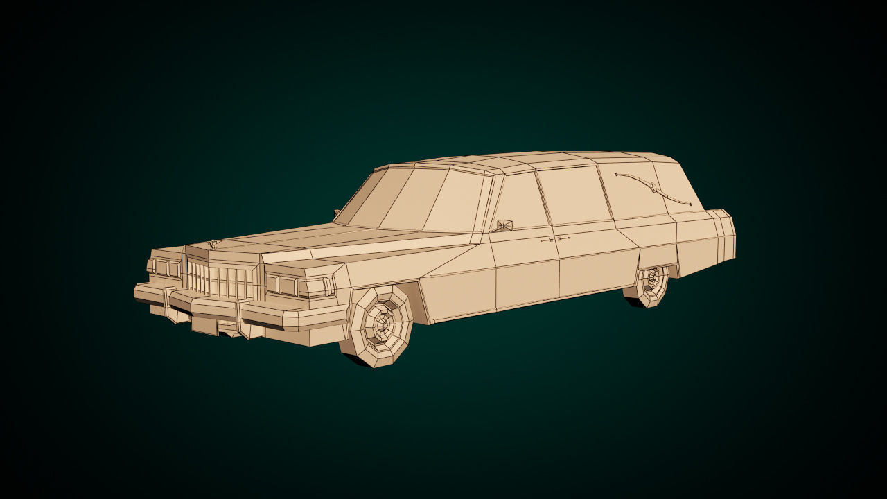Low Poly Hearse Car Low-poly 3D model_9