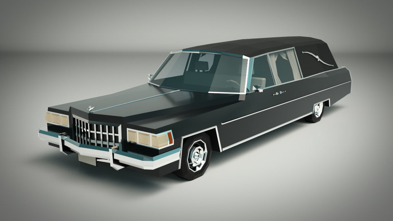 Low Poly Hearse Car Low-poly 3D model_2