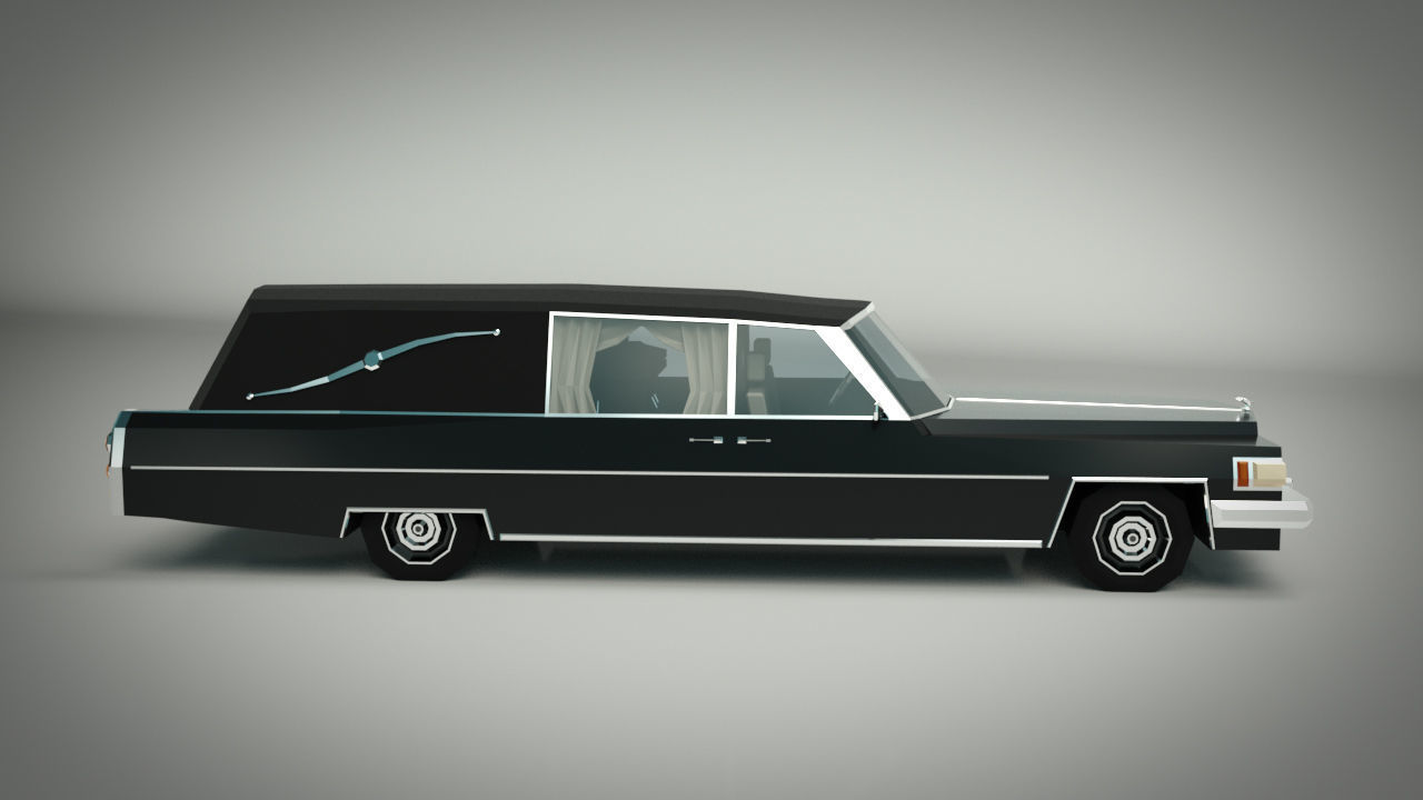 Low Poly Hearse Car Low-poly 3D model_7