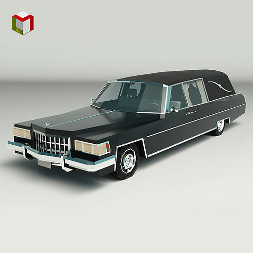 Low Poly Hearse Car Low-poly 3D model