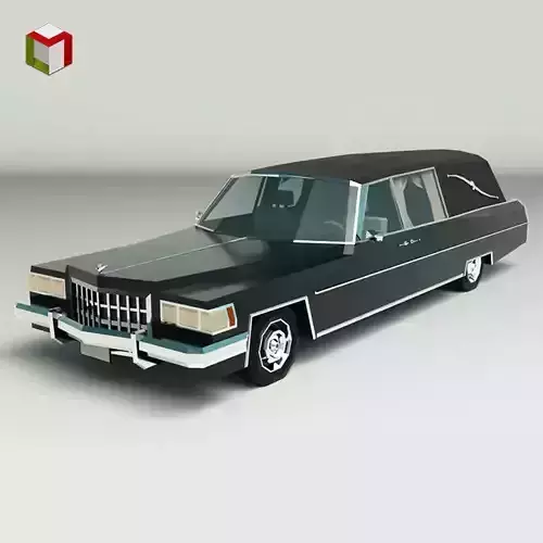 Low Poly Hearse Car Low-poly 3D model