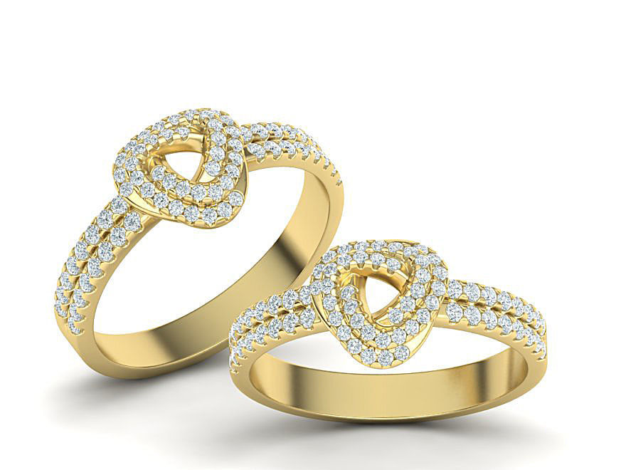The Knot Triangle Diamond ring 3dmodel 3D print model_4