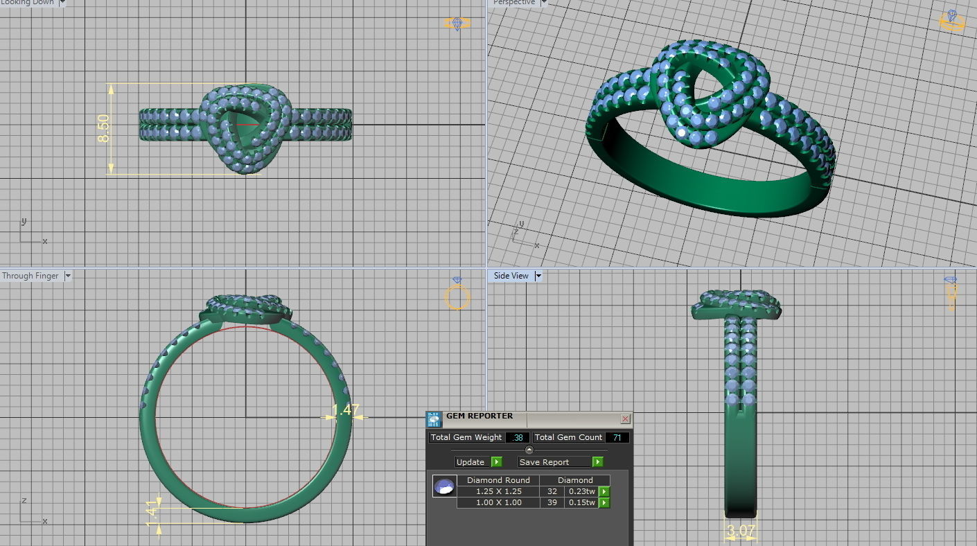 The Knot Triangle Diamond ring 3dmodel 3D print model_9