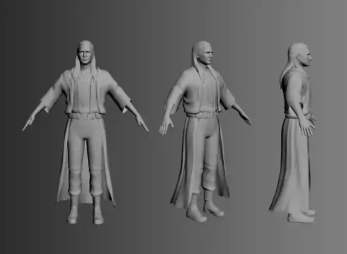 Male warrior character 3D model